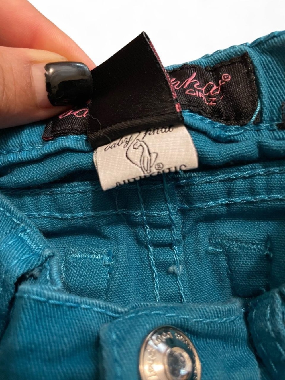 Baby Phat Teal Distressed Denim Skirt for Kids - Picture 4 of 5
